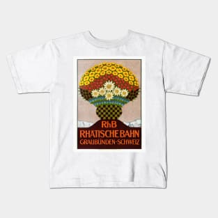 RhB Rhätische Bahn Switzerland Vintage Poster 1911 Kids T-Shirt